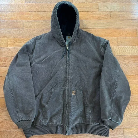 Vintage Carhartt J130 CHT Brown Chocolate‎ Quilt Lined Jacket 4XL Tall Y2K 2004